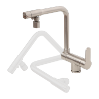 Robinet pliable PLI01, finition métal brossé, bec rabattable