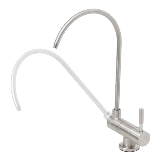 Robinet pliable PLI01, finition métal brossé, bec rabattable
